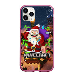 Чехол iPhone 11 Pro матовый НОВОГОДНЯЯ ЁЛКА В МАЙНКРАФТ SANTA CLAUS, цвет: 3D-малиновый