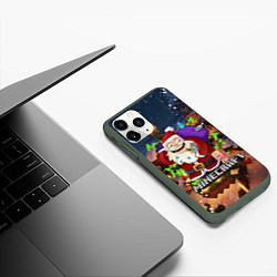 Чехол iPhone 11 Pro матовый НОВОГОДНЯЯ ЁЛКА В МАЙНКРАФТ SANTA CLAUS, цвет: 3D-темно-зеленый — фото 2