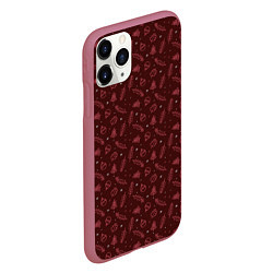 Чехол iPhone 11 Pro матовый НОВОГОДНИЙ БОРДОВЫЙ ПАТТЕРН, цвет: 3D-малиновый — фото 2