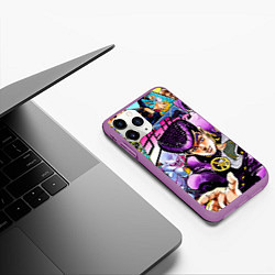 Чехол iPhone 11 Pro матовый JoJos Bizarre Adventure: Josuke, цвет: 3D-фиолетовый — фото 2