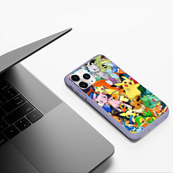 Чехол iPhone 11 Pro матовый АНИМЕ, ПОКЕМОНЫ ВСЕ ПЕРСОНАЖИ POKEMON, цвет: 3D-светло-сиреневый — фото 2