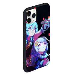 Чехол iPhone 11 Pro матовый Genshin Impact Гань Юй и Ци Ци, цвет: 3D-черный — фото 2