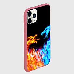 Чехол iPhone 11 Pro матовый FIRE DRAGONS ОГНЕННЫЕ ДРАКОНЫ, цвет: 3D-малиновый — фото 2