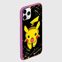 Чехол iPhone 11 Pro матовый ПИКАЧУ БРЫЗГИ КРАСОК, цвет: 3D-фиолетовый — фото 2