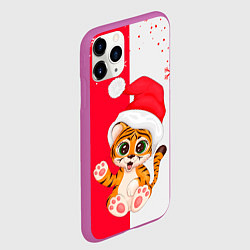 Чехол iPhone 11 Pro матовый НОВЫЙ ГОД ТИГР СНЕЖИНКИ, цвет: 3D-фиолетовый — фото 2