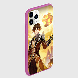 Чехол iPhone 11 Pro матовый Zhongli Order, цвет: 3D-фиолетовый — фото 2