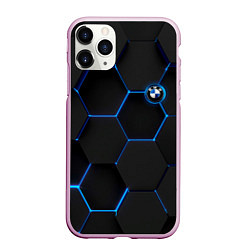 Чехол iPhone 11 Pro матовый BMW blue neon theme, цвет: 3D-розовый