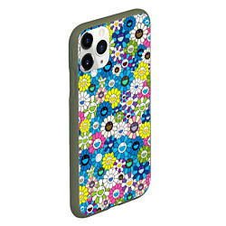 Чехол iPhone 11 Pro матовый Takashi Murakami Улыбающиеся цветы, цвет: 3D-темно-зеленый — фото 2