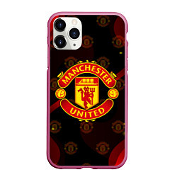 Чехол iPhone 11 Pro матовый MANCHESTER UNITED FIRE STYLE SPORT ПЛАМЯ, цвет: 3D-малиновый