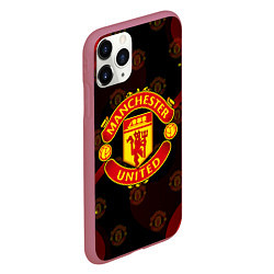 Чехол iPhone 11 Pro матовый MANCHESTER UNITED FIRE STYLE SPORT ПЛАМЯ, цвет: 3D-малиновый — фото 2