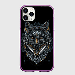 Чехол iPhone 11 Pro матовый ЭТНИЧЕСКАЯ ЛИСА FOX ABSTRACT, цвет: 3D-фиолетовый