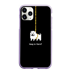 Чехол iPhone 11 Pro матовый UNDERTALE DOG НА КАНАТЕ, цвет: 3D-светло-сиреневый