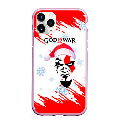 Чехол iPhone 11 Pro матовый Новогодний God of War, цвет: 3D-розовый