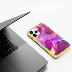 Чехол iPhone 11 Pro матовый Акварельные Волны, цвет: 3D-желтый — фото 2