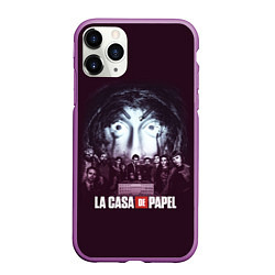 Чехол iPhone 11 Pro матовый БУМАЖНЫЙ ДОМ ПЕРСОНАЖИ - LA CASA DE PAPEL, цвет: 3D-фиолетовый