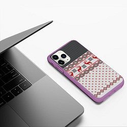 Чехол iPhone 11 Pro матовый НОВОГОДНИЙ УЗОР, цвет: 3D-фиолетовый — фото 2