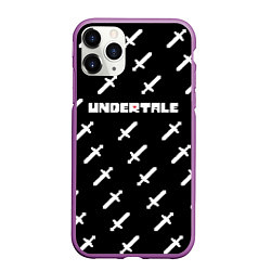 Чехол iPhone 11 Pro матовый UNDERTALE LOGO СРАЖЕНИЕ, МЕЧИ, цвет: 3D-фиолетовый