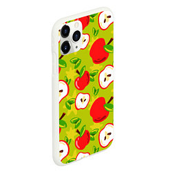 Чехол iPhone 11 Pro матовый Яблочки паттерн, цвет: 3D-белый — фото 2
