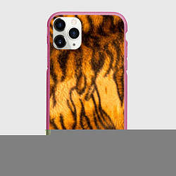 Чехол iPhone 11 Pro матовый Шкура тигра 2022, цвет: 3D-малиновый