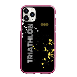 Чехол iPhone 11 Pro матовый Triathlon Триатлон, цвет: 3D-малиновый