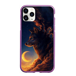 Чехол iPhone 11 Pro матовый Ночной Волк Night Wolf, цвет: 3D-фиолетовый