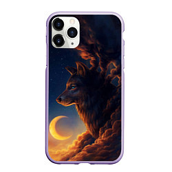 Чехол iPhone 11 Pro матовый Ночной Волк Night Wolf, цвет: 3D-светло-сиреневый