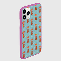 Чехол iPhone 11 Pro матовый Тигрята паттерн, цвет: 3D-фиолетовый — фото 2