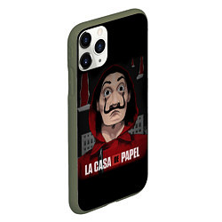 Чехол iPhone 11 Pro матовый БУМАЖНЫЙ ДОМ СЕРИАЛ LA CASA DE PAPEL, цвет: 3D-темно-зеленый — фото 2