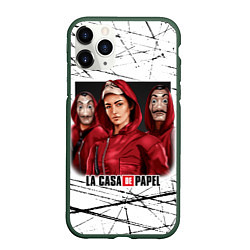 Чехол iPhone 11 Pro матовый СЕРИАЛ БУМАЖНЫЙ ДОМ LA CASA DE PAPEL BELLA CIAO, цвет: 3D-темно-зеленый