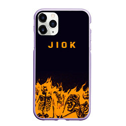 Чехол iPhone 11 Pro матовый Jiok пламя, цвет: 3D-светло-сиреневый