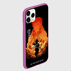 Чехол iPhone 11 Pro матовый Ренгоку Кенджуро пылай клинок демонов, цвет: 3D-фиолетовый — фото 2