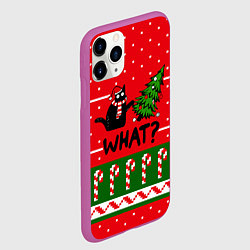 Чехол iPhone 11 Pro матовый WHAT КОТИК CAT, цвет: 3D-фиолетовый — фото 2
