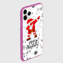 Чехол iPhone 11 Pro матовый Santa Dabbing идет снег, цвет: 3D-фиолетовый — фото 2