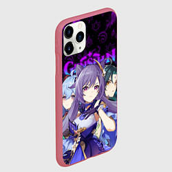 Чехол iPhone 11 Pro матовый GENSHIN IMPACT ГЕРОИНИ В НЕОНОВОМ ОГНЕ NEON FIRE, цвет: 3D-малиновый — фото 2