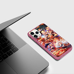 Чехол iPhone 11 Pro матовый Новый год в геншин импакте все герои, цвет: 3D-малиновый — фото 2