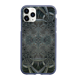 Чехол iPhone 11 Pro матовый Коллекция Фрактальная мозаика Серо-голубой 292-4, цвет: 3D-серый