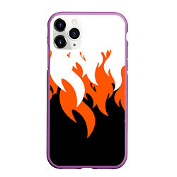 Чехол iPhone 11 Pro матовый Оранжевый Огонь, цвет: 3D-фиолетовый
