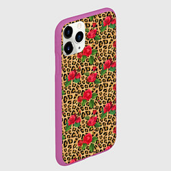 Чехол iPhone 11 Pro матовый Шкура Леопарда в Цветах, цвет: 3D-фиолетовый — фото 2