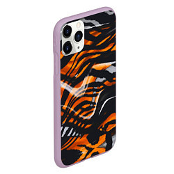 Чехол iPhone 11 Pro матовый Окрас тигра, цвет: 3D-сиреневый — фото 2