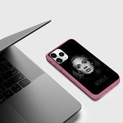Чехол iPhone 11 Pro матовый Портрет Адель, цвет: 3D-малиновый — фото 2
