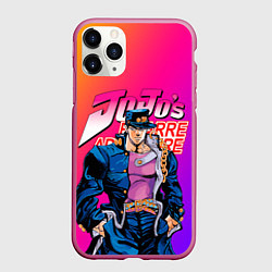 Чехол iPhone 11 Pro матовый JOJO BIZARRE ADVENTURE ДЖО ДЖО ГРАДИЕНТ, цвет: 3D-малиновый