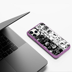 Чехол iPhone 11 Pro матовый THE WITCHER LOGOOMBING ВЕДЬМАК ПАТТЕРН, цвет: 3D-фиолетовый — фото 2