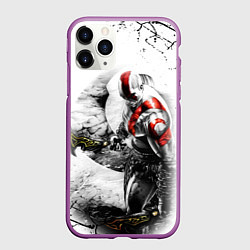 Чехол iPhone 11 Pro матовый КРАТОС С МЕЧАМИ, БОГ ВОЙНЫ, цвет: 3D-фиолетовый