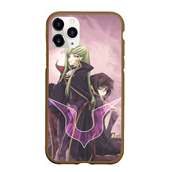Чехол iPhone 11 Pro матовый Code Geass, Лелуш Ламперуж и C C, цвет: 3D-коричневый