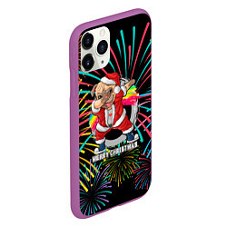 Чехол iPhone 11 Pro матовый Merry Christmas Mops Dabbing, цвет: 3D-фиолетовый — фото 2