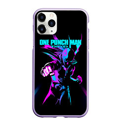 Чехол iPhone 11 Pro матовый Неоновый Сайтама One Punch-Man, цвет: 3D-светло-сиреневый
