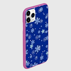 Чехол iPhone 11 Pro матовый Снежинки, цвет: 3D-фиолетовый — фото 2