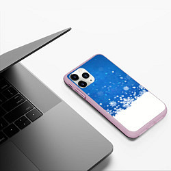 Чехол iPhone 11 Pro матовый Снежинки - С Новым Годом, цвет: 3D-розовый — фото 2