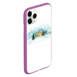 Чехол iPhone 11 Pro матовый Нежность Зимний пейзаж, цвет: 3D-фиолетовый — фото 2