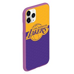 Чехол iPhone 11 Pro матовый LAKERS LINE HEXAGON SPORT, цвет: 3D-фиолетовый — фото 2